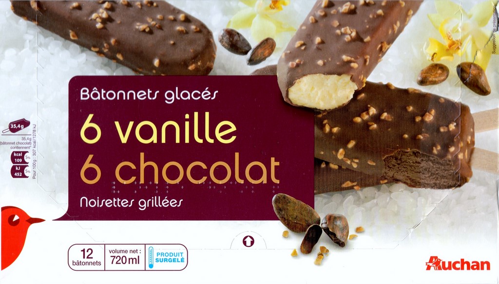 BÂTONNETS GLACES 6 VANILLE 6 CHOCOLAT 720ml
