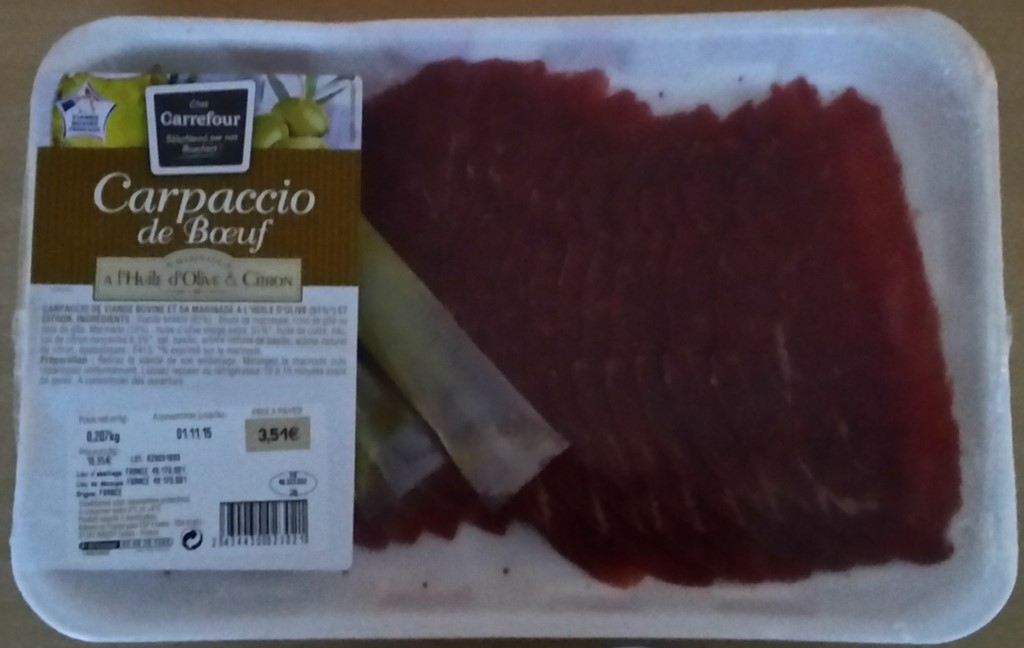 CARPACCIO DE BŒUF A L'HUILE D'OLIVE & CITRON 207g