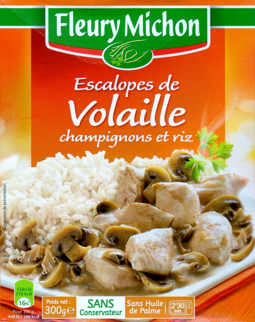 ESCALOPES DE VOLAILLE AUX CHAMPIGNONS ET RIZ