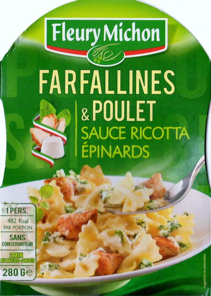 FARFALLINES & POULET SAUCE RICOTTA ÉPINARD 280g