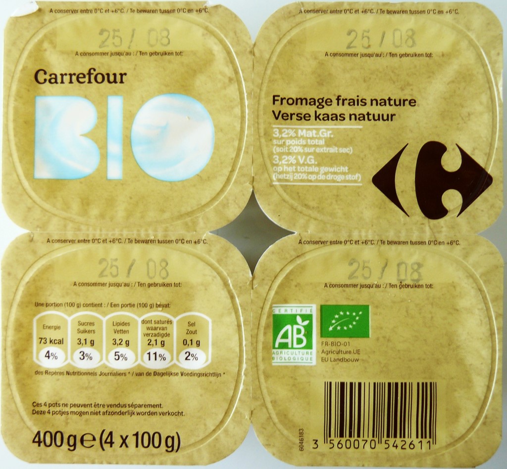 FROMAGE FRAIS NATURE BIO (X4) 400g