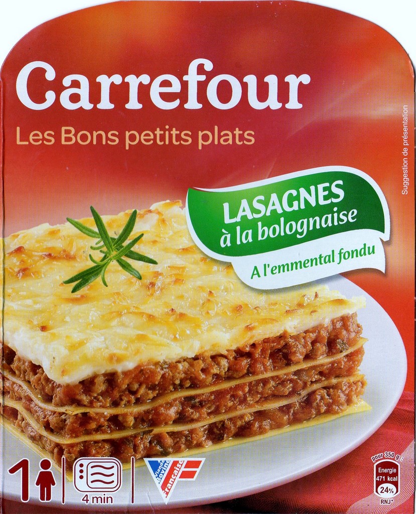 LASAGNES À LA BOLOGNAISE À L'EMMENTAL 350g