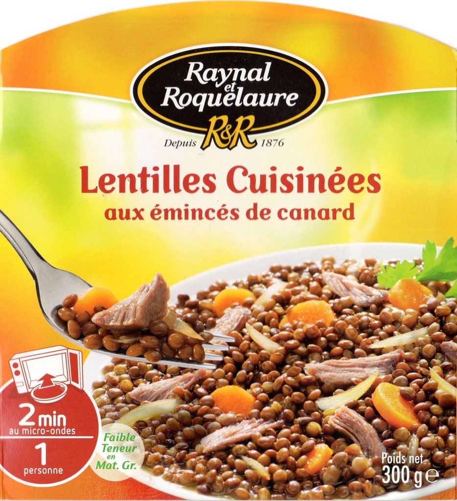 LENTILLES CUISINÉES AUX ÉMINCÉS DE CANARD