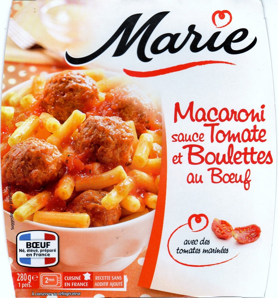 MACARONI SAUCE TOMATE ET BOULETTES AU BOEUF 280g