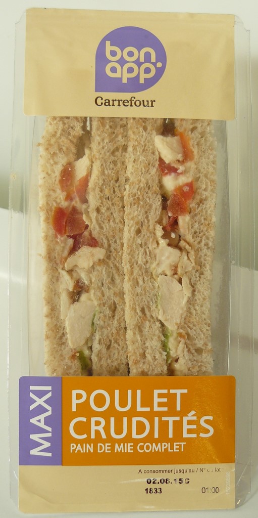MAXI POULET CRUDITÉS PAIN DE MIE COMPLET 200g