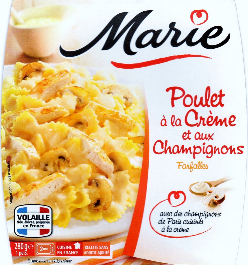 POULET À LA CRÈME ET AUX CHAMPIGNONS, FARFALLES 280g