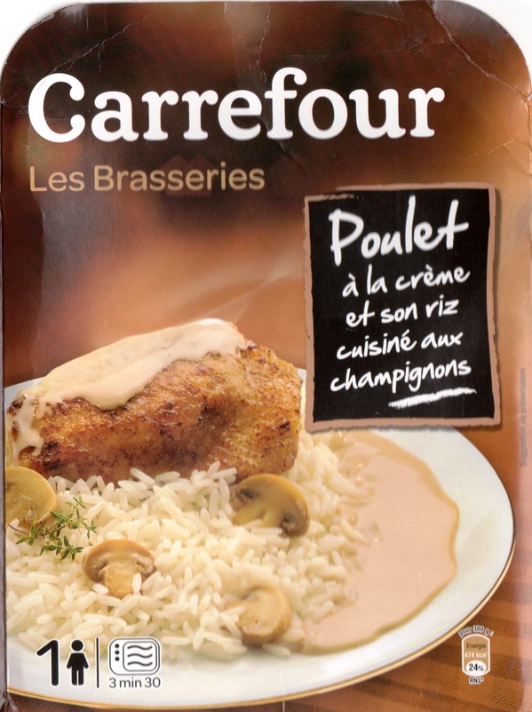 POULET À LA CRÈME ET SON RIZ CUISINÉ AUX CHAMPIGNONS