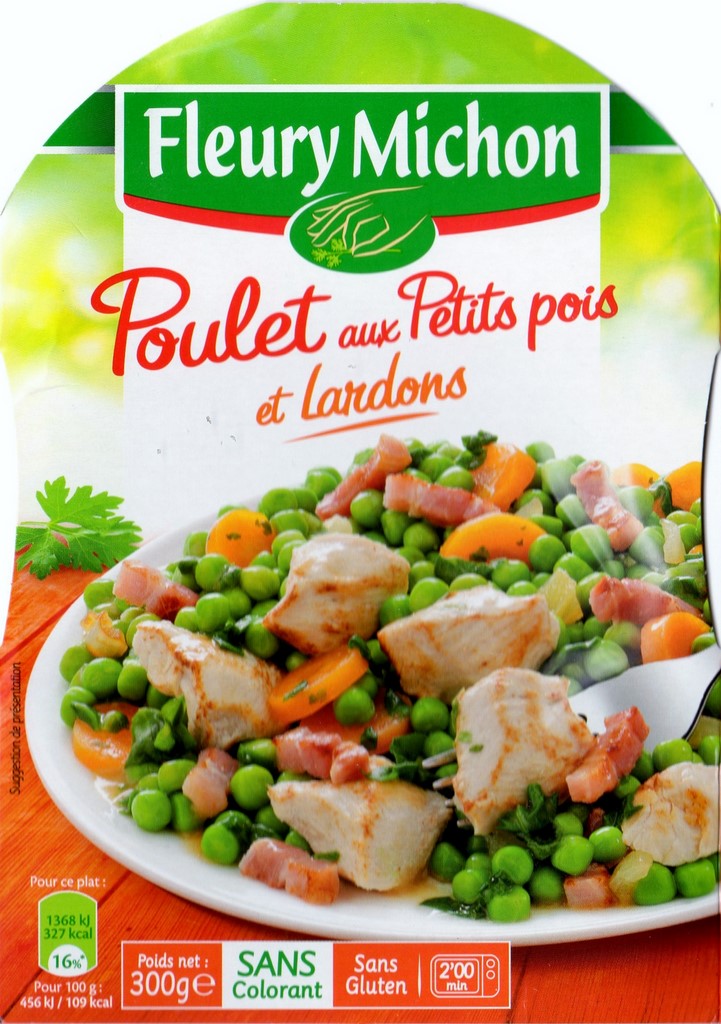POULET AUX PETITS POIS ET LARDONS 300g
