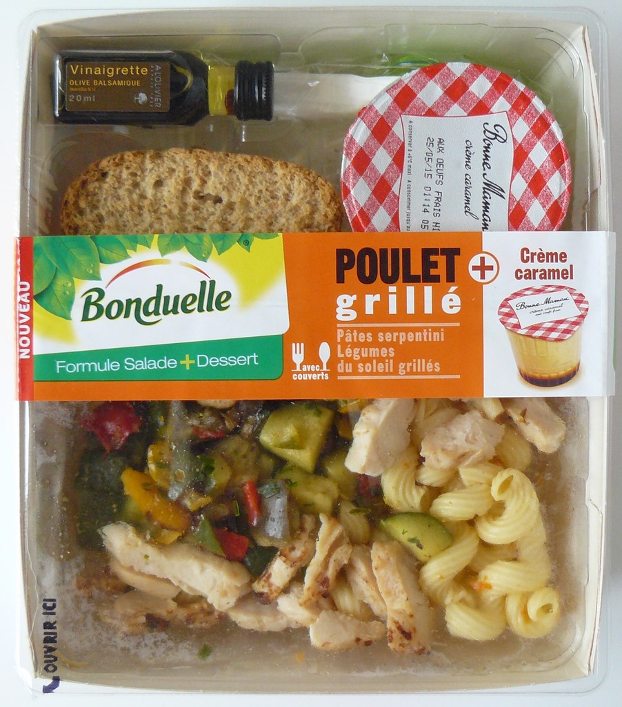 POULET GRILLÉ PÂTES SERPENTINI + CRÈME CARAMEL