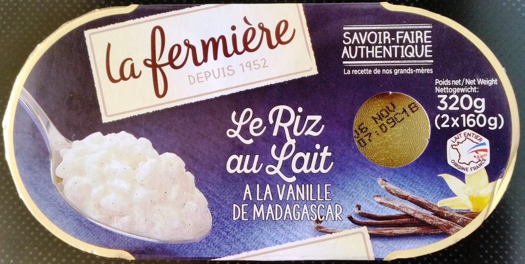RIZ AU LAIT À LA VANILLE (X2) 320g