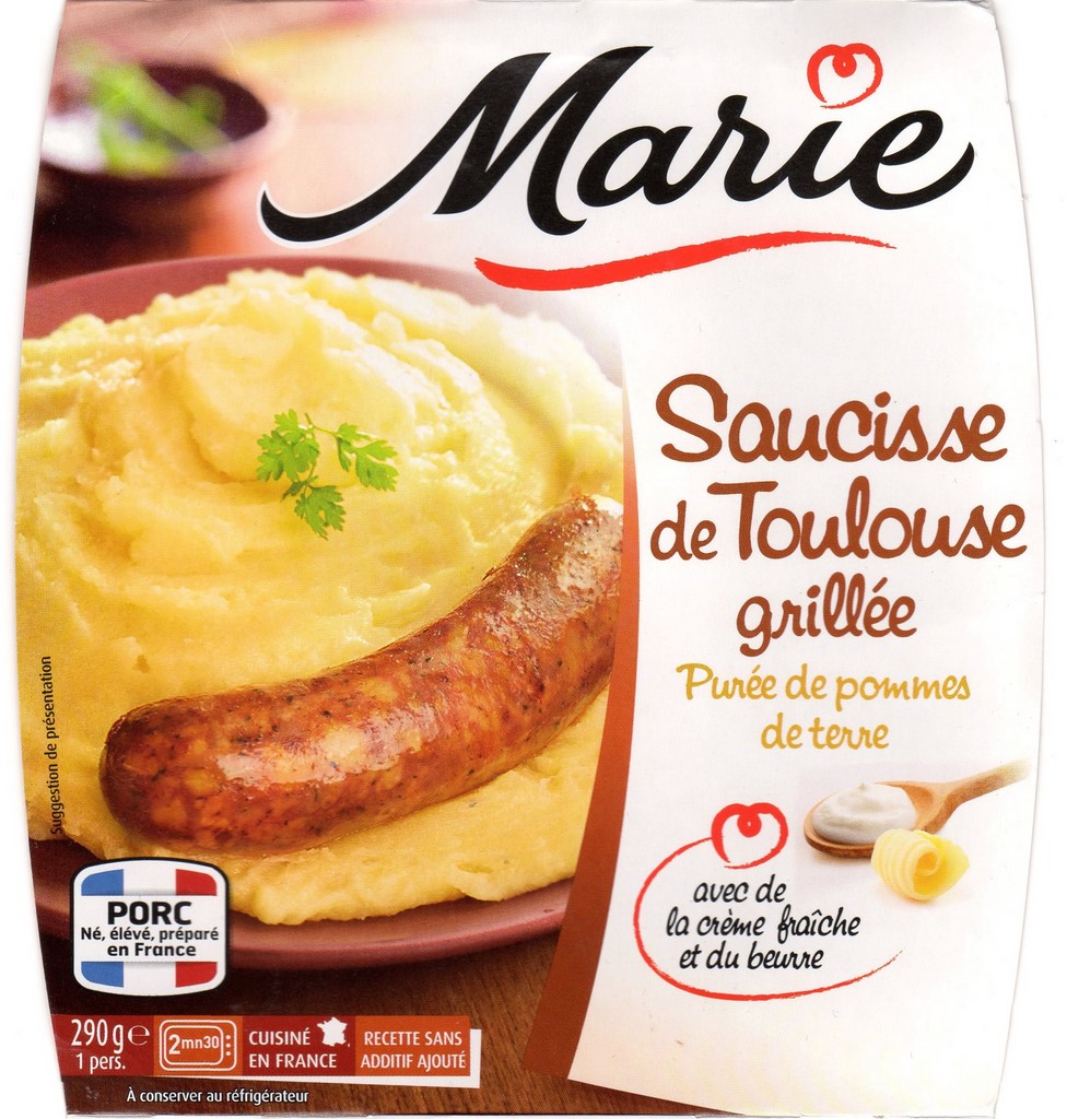 SAUCISSE DE TOULOUSE GRILLÉE PURÉE DE POMMES DE TERRE 290g