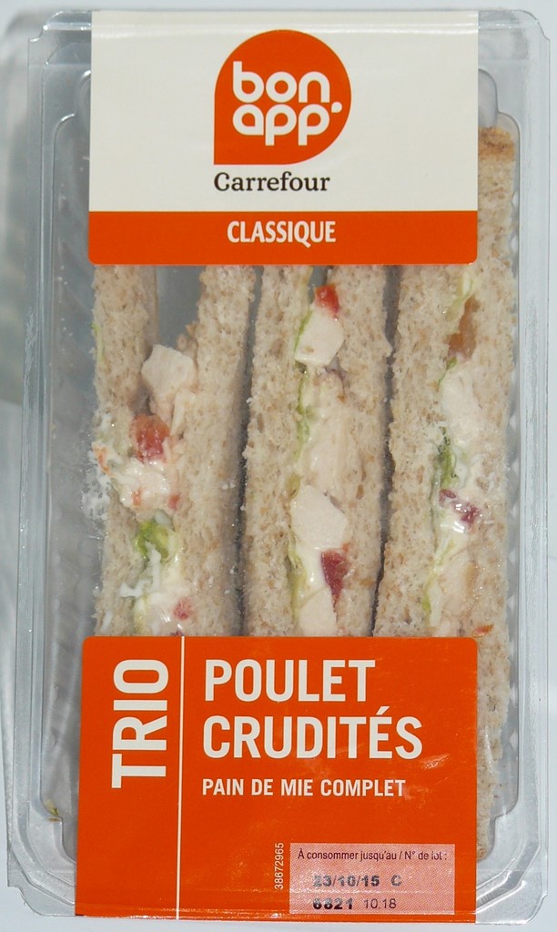 TRIO POULET CRUDITÉS PAIN DE MIE COMPLET 230g