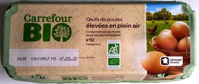 ŒUFS DE ŒUFS DE POULES MOYENS ÉLEVÉES EN PLEIN AIR (x10)