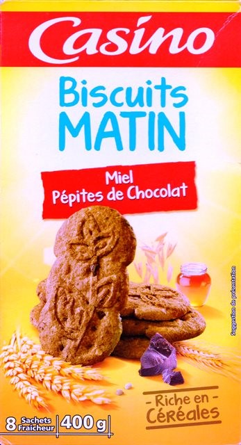 BISCUITS MATIN MIEL PÉPITES DE CHOCOLAT 400g