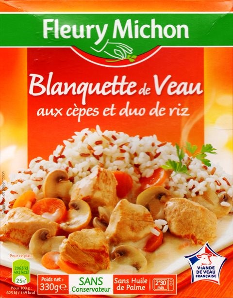 BLANQUETTE DE VEAU AUX CÈPES ET DUO DE RIZ 330g