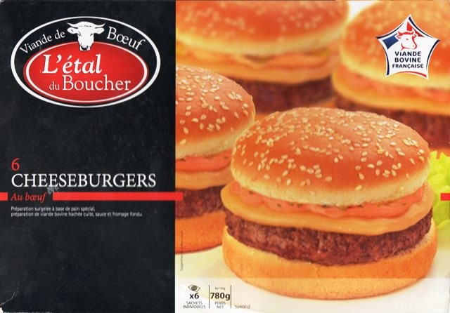 CHEESEBURGERS AU BOEUF (X6) 780g