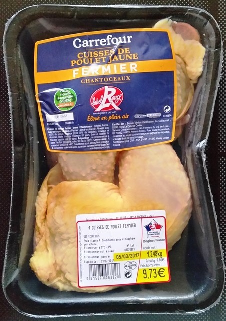 CUISSES DE POULET JAUNE FERMIER LABEL ROUGE 1,248kg