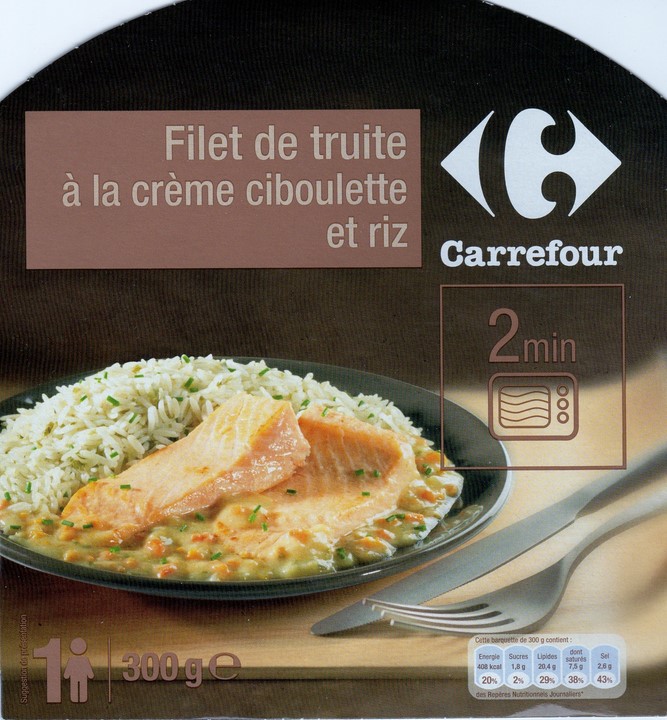FILET DE TRUITE A LA CRÈME CIBOULETTE ET RIZ