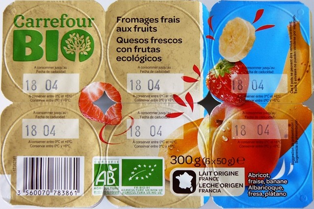 FROMAGES FRAIS AUX FRUITS ABRICOT-FRAISE-BANANE (X6) 300g