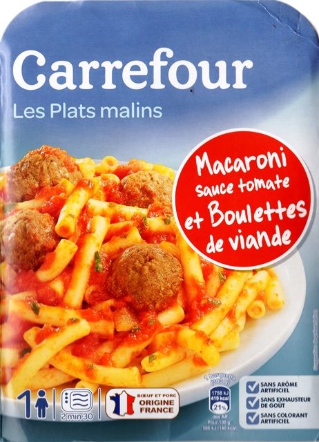 MACARONI SAUCE TOMATE ET BOULETTES DE VIANDE 300g
