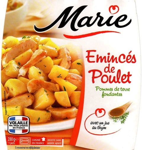 ÉMINCÉS DE POULET, POMMES DE TERRE JUS AU THYM