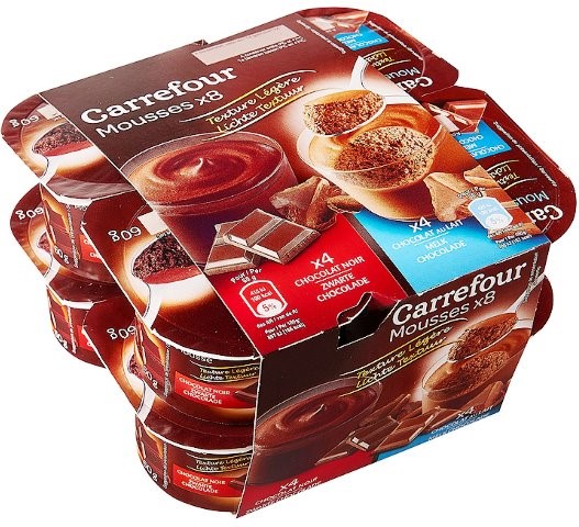 MOUSSES CHOCOLAT NOIR (X4) ET AU LAIT (X4) 480g