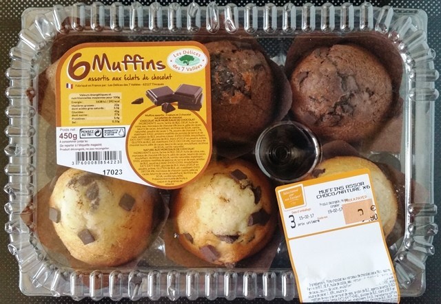 MUFFINS ASSORTIS AUX ÉCLATS DE CHOCOLAT (X6) 450g