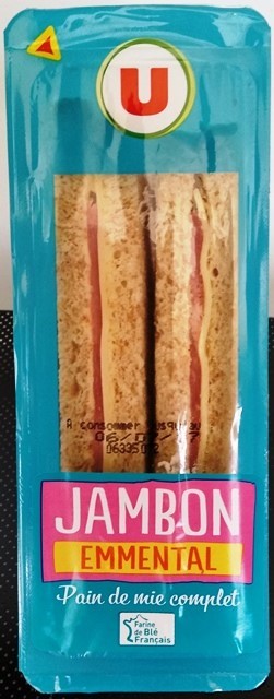 PAIN DE MIE COMPLET JAMBON EMMENTAL 145g