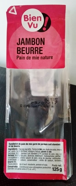 PAIN DE MIE JAMBON BEURRE 125g