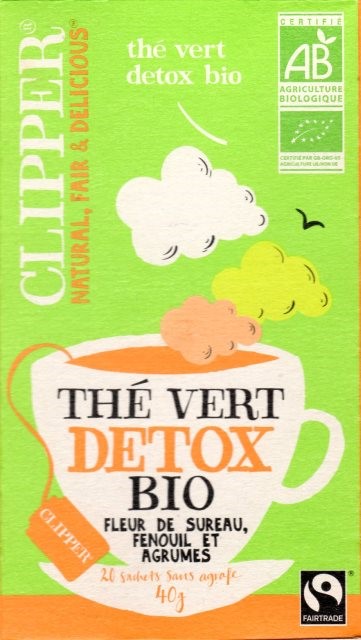 THÉ VERT DÉTOX BIO, FLEUR DE SUREAU, FENOUIL ET AGRUMES (x20) 40g