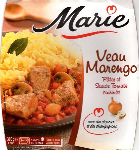 VEAU MARENGO PÂTES, CHAMPIGNONS ET OIGNONS