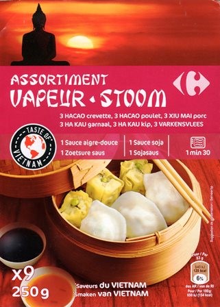 ASSORTIMENT VAPEUR HACAO (x6) XIU MAI (x3) 250g