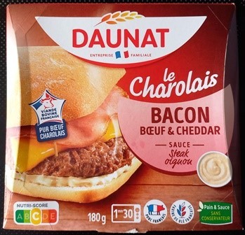 BACON BŒUF & CHEDDAR SAUCE STEAK OIGNON 180g