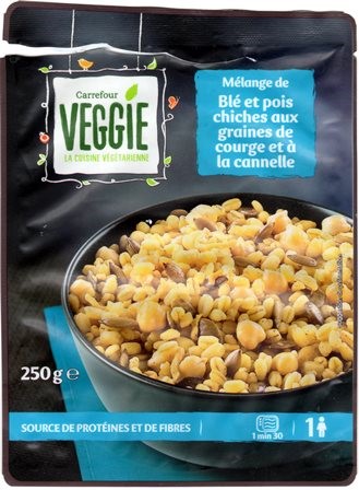 BLÉ ET POIS CHICHES AUX GRAINES DE COURGE ET À LA CANNELLE 250g