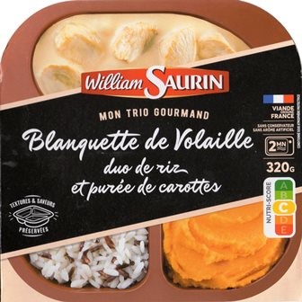 BLANQUETTE DE VOLAILLE DUO DE RIZ ET PURÉE DE CAROTTES 320g