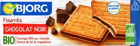 FOURRÉS CHOCOLAT NOIR BIO 225g