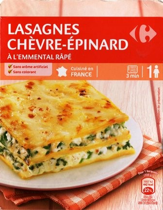 LASAGNES CHÈVRE-ÉPINARD A L'EMMENTAL RÂPÉ 350g