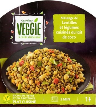 MÉLANGE DE LENTILLES ET LÉGUMES CUISINÉS AU LAIT DE COCO 300g