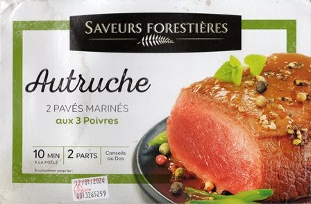 PAVÉS D’AUTRUCHE MARINÉS AUX 3 POIVRES (x2) 250g