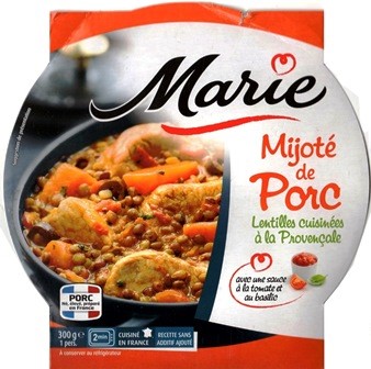 MIJOTÉ DE PORC LENTILLES CUISINÉES À LA PROVENÇALE 300g