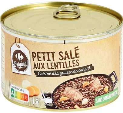 PETIT SALÉ AUX LENTILLES CUISINÉ À LA GRAISSE DE CANARD 420g