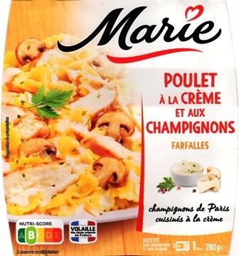POULET À LA CRÈME ET AUX CHAMPIGNONS, FARFALLES 280g