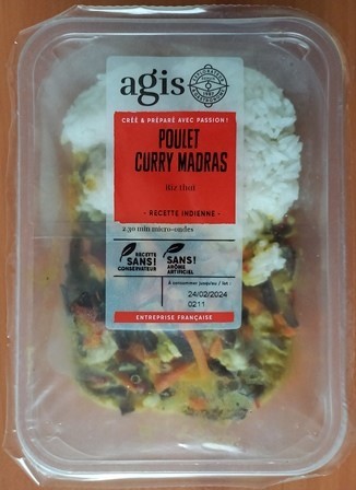 POULET CURRY MADRAS RIZ THAÏ 330g