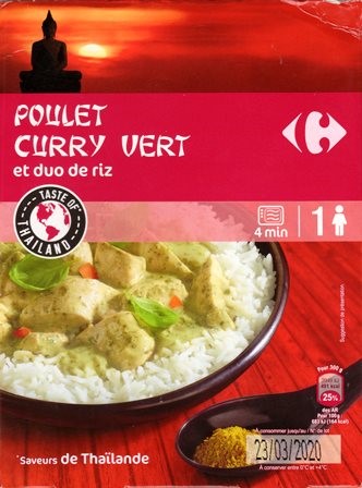 POULET CURRY VERT ET DUO DE RIZ 300g