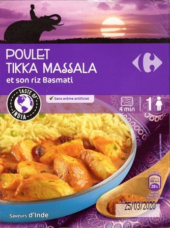 POULET TIKKA MASSALA ET SON RIZ BASMATI 300g