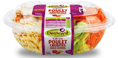 PÂTES POULET CRUDITES SAUCE COCKTAIL