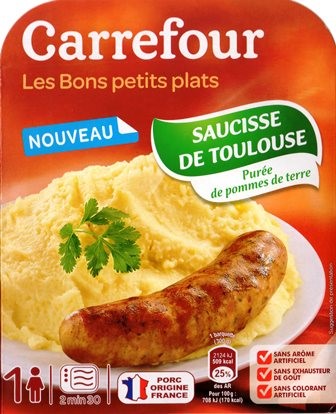SAUCISSE DE TOULOUSE PURÉE DE POMMES DE TERRE 300g