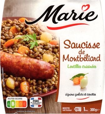 SAUCISSE DE MONTBÉLIARD LENTILLES CUISINÉES 300g