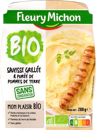 SAUCISSE GRILLÉE & PURÉE DE POMMES DE TERRE BIO 280g