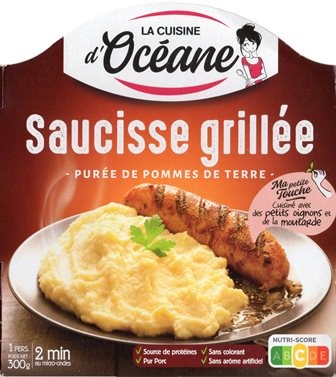 SAUCISSE GRILLÉE – PURÉE DE POMMES DE TERRE 300g